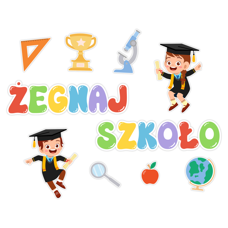 Dekoracja na zakończenie roku szkolnego ŻEGNAJ SZKOŁO 10 el.