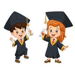 Dekoracja Zakończenie Roku Szkolnego Dzieci w Biretach na okno A3