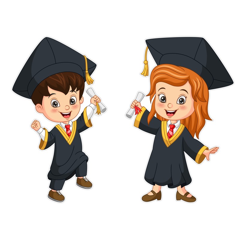 Dekoracja Zakończenie Roku Szkolnego Dzieci w Biretach na okno A3