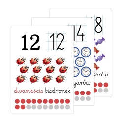 Karty edukacyjne Liczby Plansze foliowane od 11 do 20 A4 10 szt