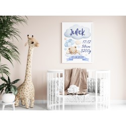 Metryczka Dla Dziecka Prezent Na Narodziny Chrzest w Ramce 30 x 40 cm