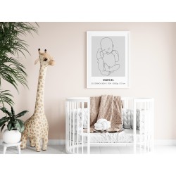 Metryczka Dla Dziecka Prezent Na Narodziny Chrzest w Ramce 30 x 40 cm