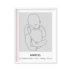 Metryczka Dla Dziecka Prezent Na Narodziny Chrzest w Ramce 30 x 40 cm