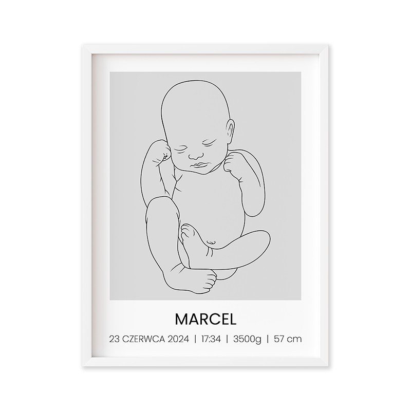 Metryczka Dla Dziecka Prezent Na Narodziny Chrzest w Ramce 30 x 40 cm