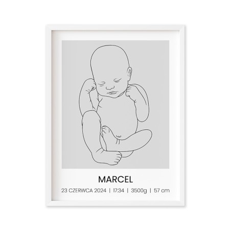 Metryczka Dla Dziecka Prezent Na Narodziny Chrzest w Ramce 30 x 40 cm