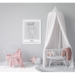 Metryczka Dla Dziecka Prezent Na Narodziny Chrzest w Ramce 30 x 40 cm