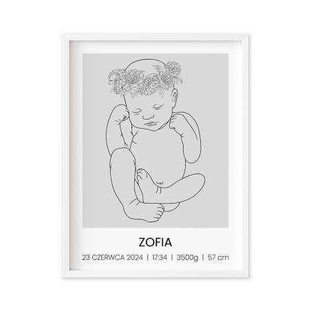 Metryczka Dla Dziecka Prezent Na Narodziny Chrzest w Ramce 30 x 40 cm