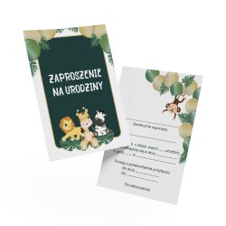Zaproszenie Urodzinowe Safari Zwierzęta Afryka Zielone Urodziny A6