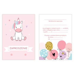 Zaproszenie Urodzinowe Jednorożec Różowe Dla Dziewczynki Urodziny A6