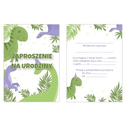 Zaproszenie Urodzinowe Dinozaury Dla Chłopca Zielone Urodziny A6