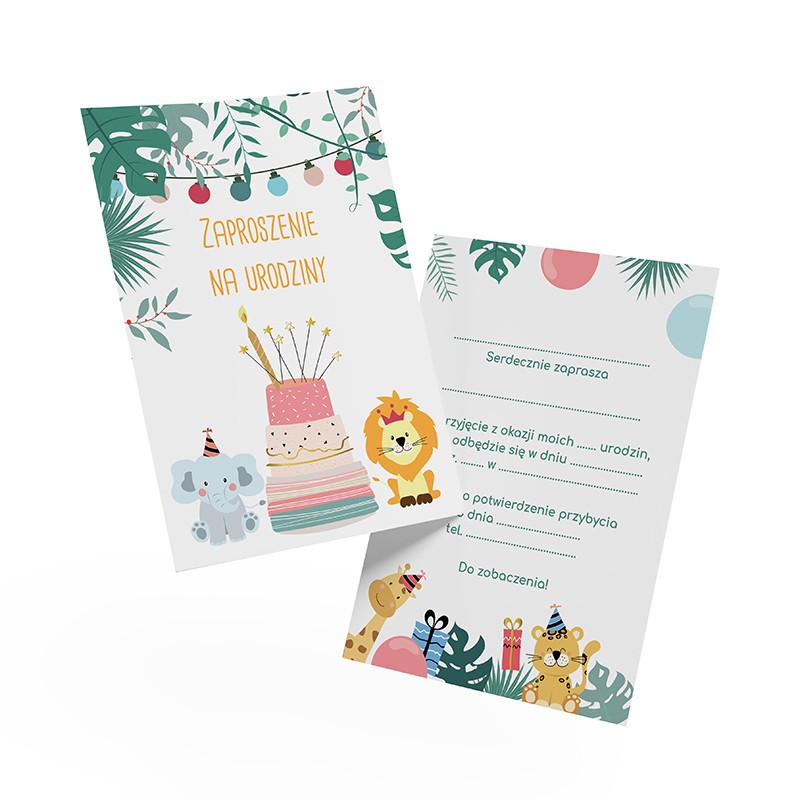 Zaproszenie Urodzinowe Safari Wesołe Zwierzątka Afryka Urodziny A6
