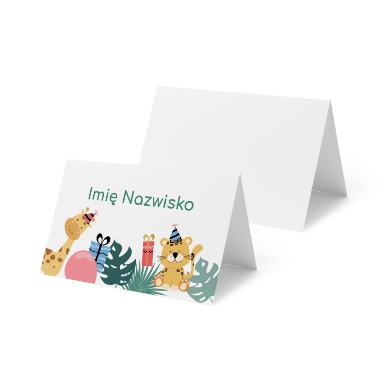 Winietki Urodzinowe Safari Wesołe Zwierzątka Afryka 9 sztuk personalizowane