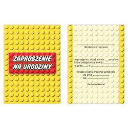 Zaproszenie Urodzinowe Lego Klocki Dla Chłopca Żółte Urodziny A6