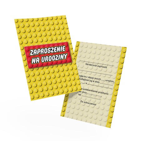 Zaproszenie Urodzinowe Lego Klocki Dla Chłopca Żółte Urodziny A6