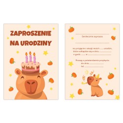 Zaproszenie Urodzinowe Kapibary Zwierzę Kapibara Beżowe Urodziny A6