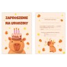 Zaproszenie Urodzinowe Kapibary Zwierzę Kapibara Beżowe Urodziny A6