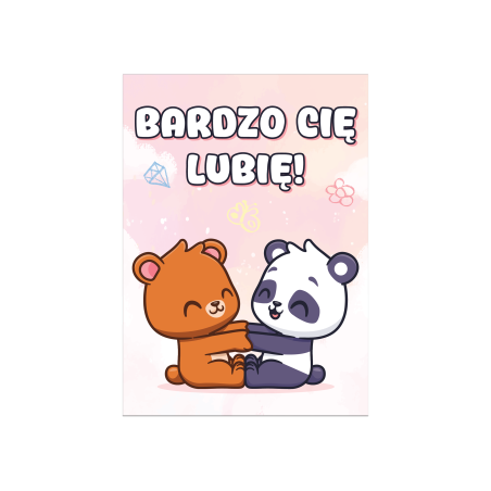 Kartka Walentynkowa BARDZO CIĘ LUBIĘ pocztówka A6 serca