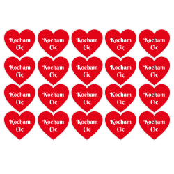Naklejki na Walentynki SERCA serduszka z napisem KOCHAM CIE 20 szt