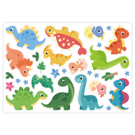 Naklejki urocze DINOZAURY dla dzieci arkusz A4 29 szt.