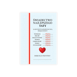 Świadectwo NAJLEPSZEGO TATY Dyplom A4 Podziękowanie PREZENT