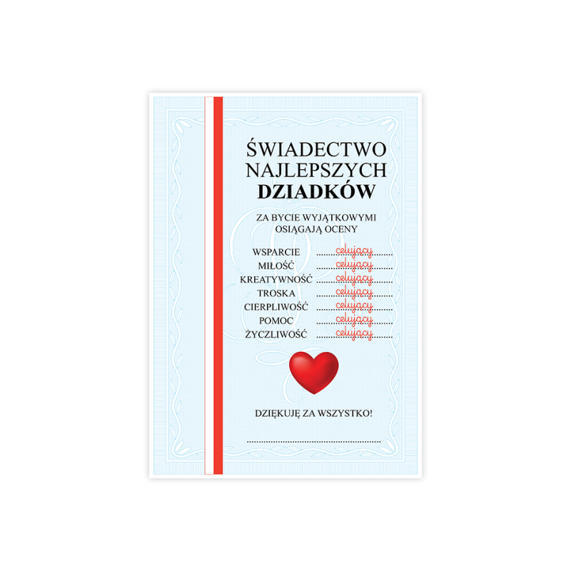 Świadectwo Najlepszych DZIADKÓW Dyplom A4 Podziękowanie PREZENT