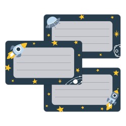 Naklejki szkolne na zeszyty książki 16 sztuk RAKIETA KOSMOS