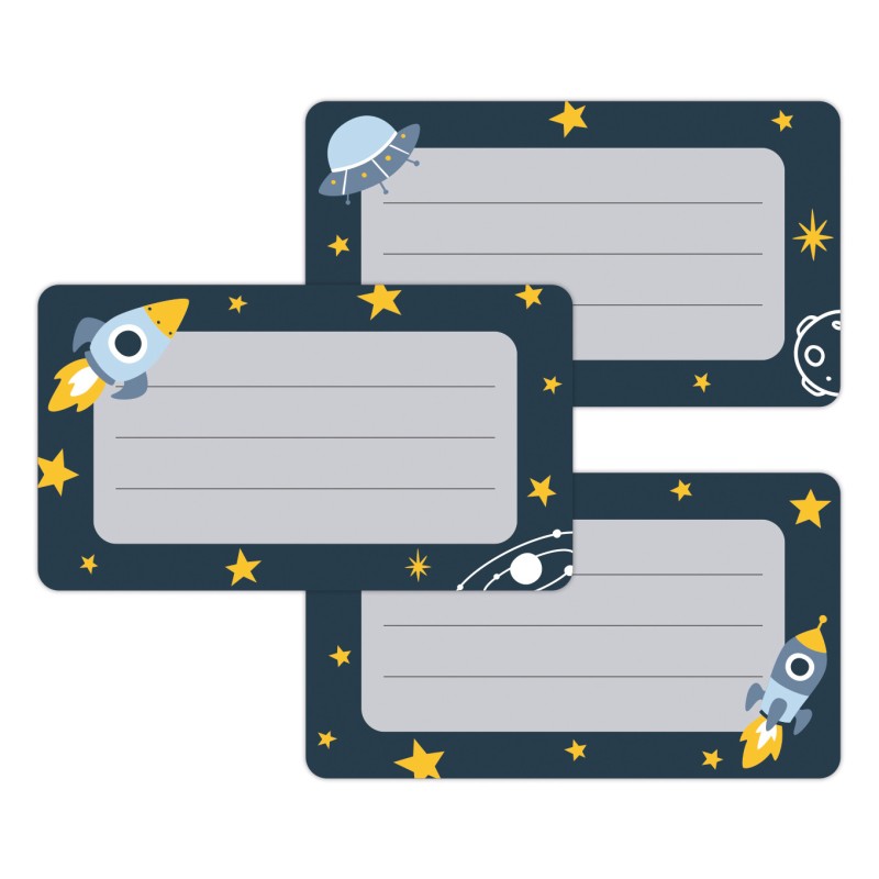 Naklejki szkolne na zeszyty książki 16 sztuk RAKIETA KOSMOS