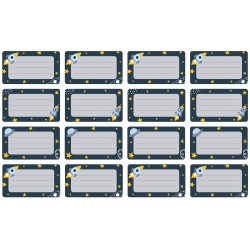 Naklejki szkolne na zeszyty książki 16 sztuk RAKIETA KOSMOS