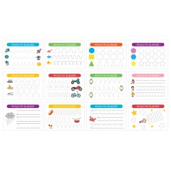 Karty edukacyjne Szlaczki - rysowanie po śladzie A6 24 szt + pisak