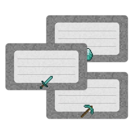 Naklejki szkolne na zeszyty książki 16 sztuk MINECRAFT PIXEL