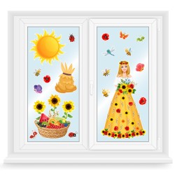 Dekoracja LETNIA dwustronna PANI LATO na okno 22 el.