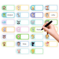 Naklejki do szatni na szafki z miejscem na imię ZWIERZĄTKA 26 sztuk