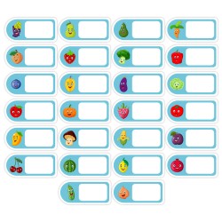 Naklejki do szatni na szafki z miejscem na imię OWOCE I WARZYWA 26 sztuk