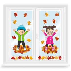 Dekoracja jesienna DZIECI LIŚCIE Jesień dwustronna 27 el.