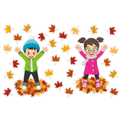 Dekoracja jesienna DZIECI LIŚCIE Jesień dwustronna 27 el.
