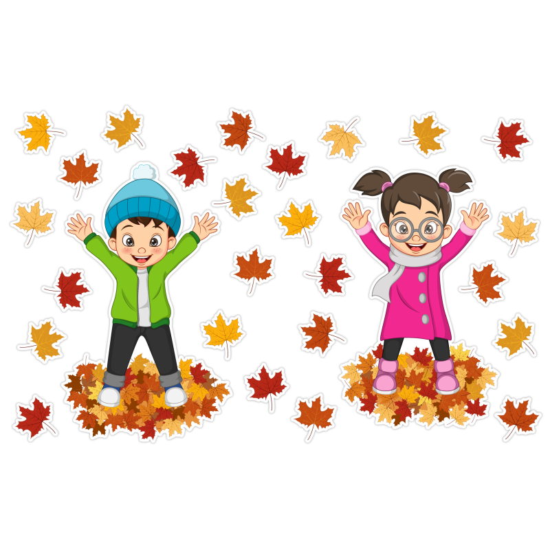 Dekoracja jesienna DZIECI LIŚCIE Jesień dwustronna 27 el.