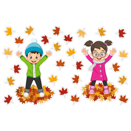 Dekoracja jesienna DZIECI LIŚCIE Jesień dwustronna 27 el.