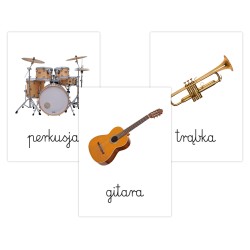 Karty edukacyjne Instrumenty Muzyczne Plansze Fiszki dla dzieci A6 32 szt