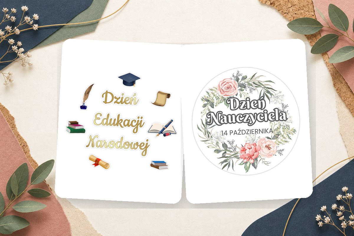 Szkolne dekoracje i kwiatowe naklejki na Dzień Nauczyciela